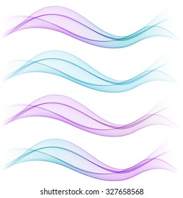 Set of abstract blue and purple waves. Vector illustration EPS 10