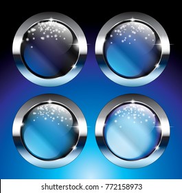 Set of abstract blue round backgrounds, winter themed, with space for your text. Vector illustration.