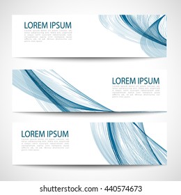 Set abstract blue smooth curve lines background advertising banner.Abstract header blue wave white vector design