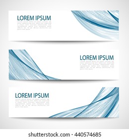 Set abstract blue smooth curve lines background advertising banner.Abstract header blue wave white vector design