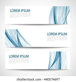 Set abstract blue smooth curve lines background advertising banner.Abstract header blue wave white vector design