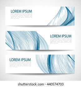 Set abstract blue smooth curve lines background advertising banner.Abstract header blue wave white vector design