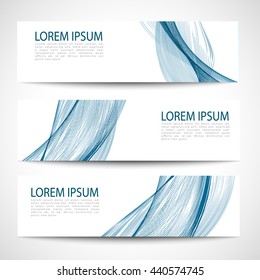 Set abstract blue smooth curve lines background advertising banner.Abstract header blue wave white vector design