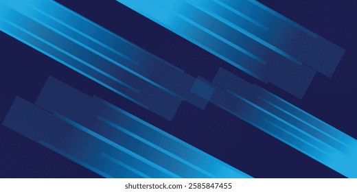 Set of abstract blue, stripe diagonal lines light on dark blue background. Vector illustration dot