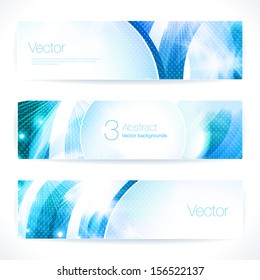 Set of abstract blue vector banners. 