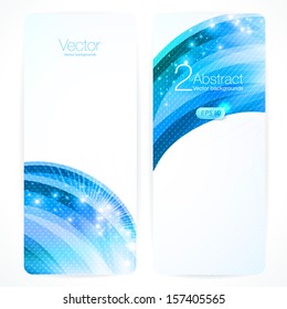 Set of abstract blue vector banners. 