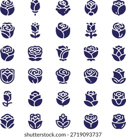 Set of abstract blue vector icons and nature symbols featuring sunflower, heart, and sea elements for summer web business logo design and art pattern illustration