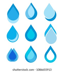 set of abstract blue water drop for you design, stock vector illustration
