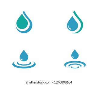 Set of abstract blue water drops symbols, logo template