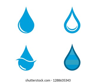 Set of abstract blue water drops symbols, logo template