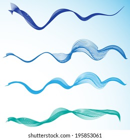 Set of abstract blue wave 