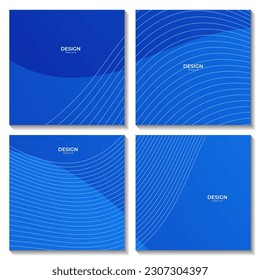 set of abstract blue wave gradient background