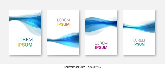 Set Abstract blue wave white vector design.Vector business brochure, flyer template