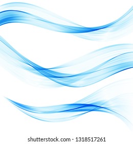 Set of abstract blue waves. Vector illustration EPS 10