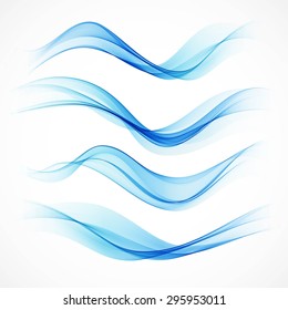 Set of abstract blue waves. Vector illustration EPS 10