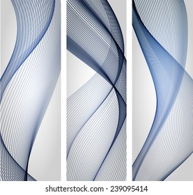 Set of abstract blue wavy backgrounds