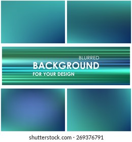 Set of abstract blue-green blurred backgrounds