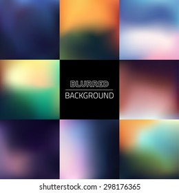 Set of abstract blurred backgrounds. Colorful vector illustration.