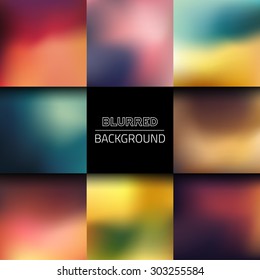 Set of abstract blurred backgrounds. Colorful vector illustration.
