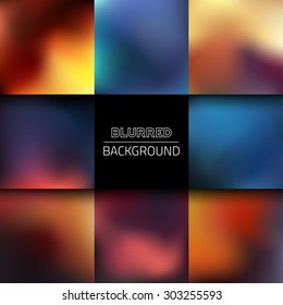 Set of abstract blurred backgrounds. Colorful vector illustration.