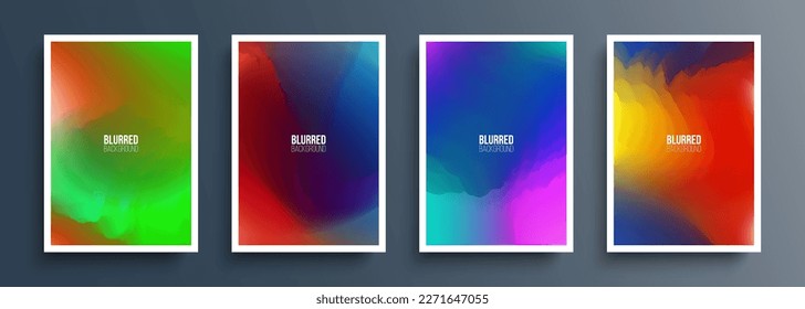 Conjunto de fondos abstractos y borrosos con gradientes multicolores oscuros para su diseño gráfico creativo. Ilustración vectorial.