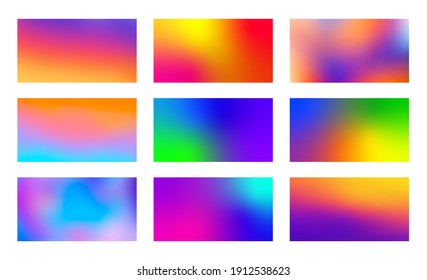 Set of abstract blurred backgrounds. Modern colorful gradient backdrops colletion.