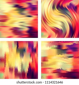 Set with abstract blurred backgrounds. Vector illustration. Modern geometrical backdrop. Abstract template.