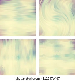 Set with abstract blurred backgrounds. Vector illustration. Modern geometrical backdrop. Abstract template. Pastel beige, gray colors. 