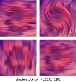 Set with abstract blurred backgrounds. Vector illustration. Modern geometrical backdrop. Abstract template. Pink, purple colors. 