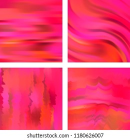 Set with abstract blurred backgrounds. Vector illustration. Modern geometrical backdrop. Abstract template. Red, pink colors.