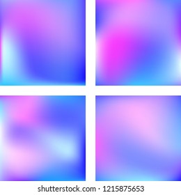 Set with abstract blurred backgrounds. Vector illustration. Modern geometrical backdrop. Abstract template. Pink, blue colors.