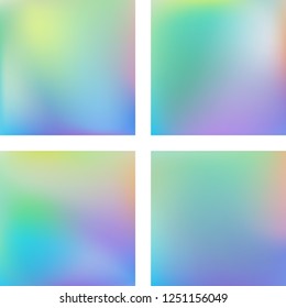 Set with abstract blurred backgrounds. Vector illustration. Modern geometrical backdrop. Abstract template. Pastel pink, green, blue, yellow colors.