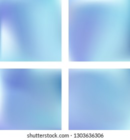 Set with abstract blurred backgrounds. Vector illustration. Modern geometrical backdrop. Abstract template. Blue, white, purple colors.
