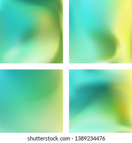 Set with abstract blurred backgrounds. Vector illustration. Modern geometrical backdrop. Abstract template. Yellow, green colors.