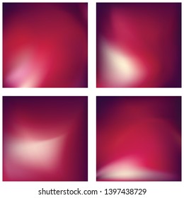 Set with abstract blurred backgrounds. Vector illustration. Modern geometrical backdrop. Abstract template. Red, brown colors.