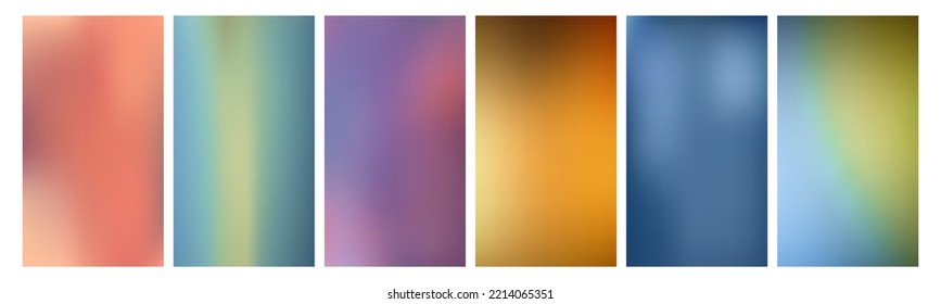Set of abstract blurred backgrounds.  Vector soft light gradient mesh backdrop. Creative concept design