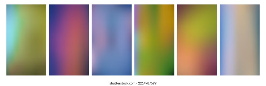 Set of abstract blurred backgrounds.  Vector soft light gradient mesh backdrop. Creative concept design