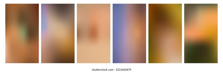 Set of abstract blurred backgrounds.  Vector soft light gradient mesh backdrop. Creative concept design