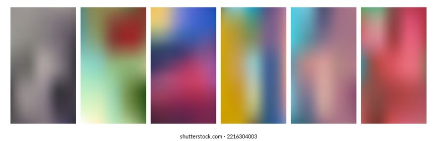 Set of abstract blurred backgrounds.  Vector soft light gradient mesh backdrop. Creative concept design