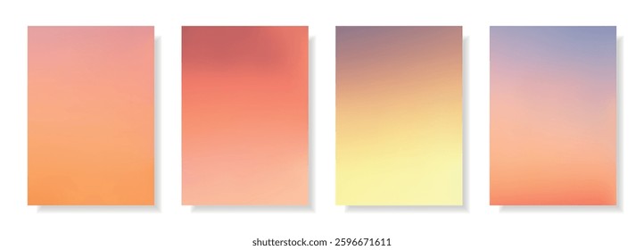 Set of abstract blurred backgrounds.Evening sky, sunset on the ocean, sea summer landscapes.Decorative gradient backdrops.Templates for invitations, greeting cards.Vector, meshes.