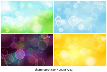 set of abstract blurred circular bokeh lights backgrounds