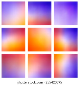 set of abstract blurred colorful backgrounds, vector illustration