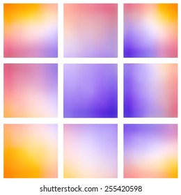 set of abstract blurred colorful backgrounds, vector illustration