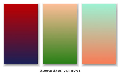 Set of abstract blurred colorful gradient vector background. Textured backdrop. Luxury template for device, ad, flyer, poster, web page. Digital screen. Premium banner. Copy space. Card. Cover design 