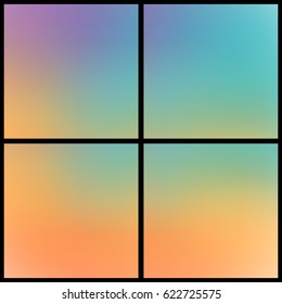 Set of Abstract blurred gradient colorful mesh vector background.