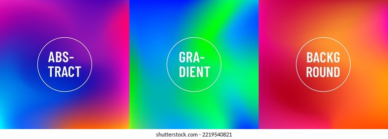 Set of abstract blurred gradient in vivid color background. Dynamic vibrant orange, green, blue, pink, red, yellow template collection design. fluid and liquid neon color, Vector illustration.