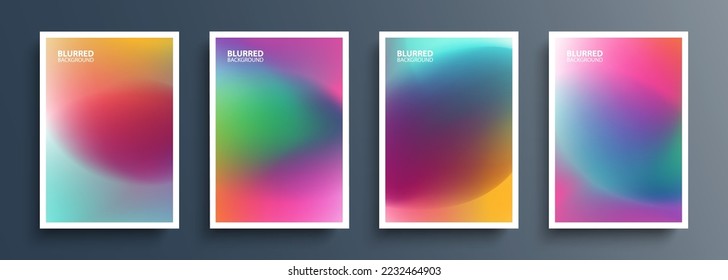 Conjunto de fondos multicolores abstractos y borrosos con degradados de color vibrantes. Colección de plantillas de color brillante para folletos, carteles y portadas. Ilustración vectorial.