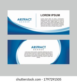 Set of Abstract Blurry Blue Stylish Banner Design Template Vector, Professional Modern Graphic Banner Element with Smooth Blue Curvy Background