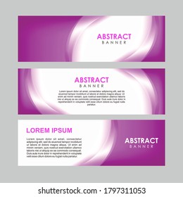 Set of Abstract Blurry Purple Stylish Banner Design Template Vector, Professional Modern Graphic Banner Element with Smooth Purple Curvy Background
