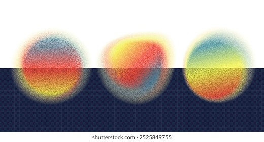Establecer Formas borrosas abstractas con bordes suaves y efecto de ruido. Formas de silueta redonda con efecto de desenfoque de puntos, colección moderna de Elementos gráficos de Vector eps10 sobre fondo transparente.